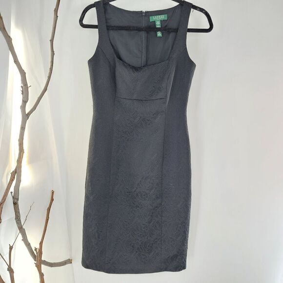 Lauren Ralph Lauren black damask wiggle dress - Picture 1 of 7